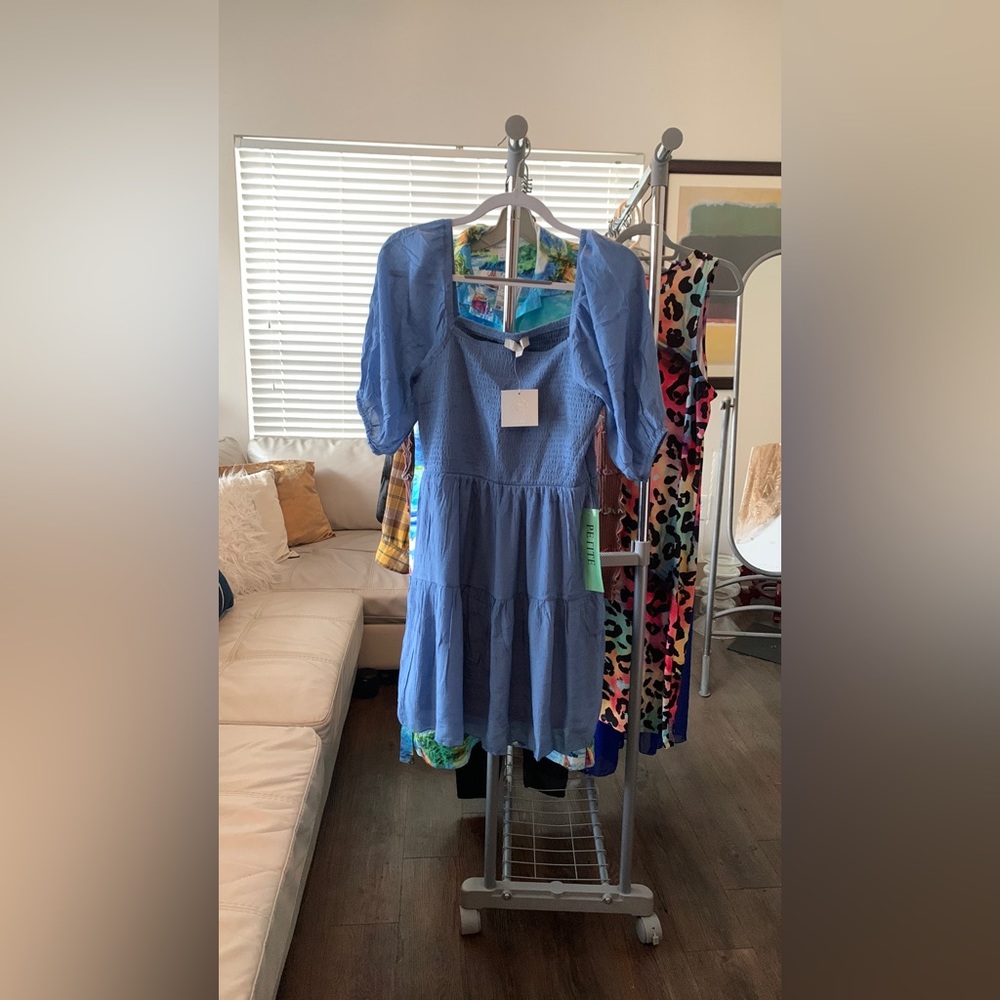 NWT, chambray peasant style dress, Petite Large